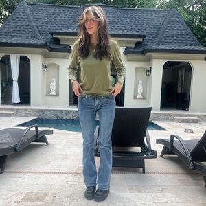 Vintage Sage Green Long Sleeve With Hole Detailing